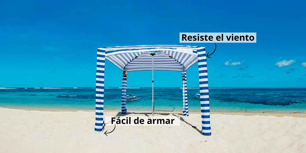 Cabaña para Playa - Toldo de Playa Amplio y Armable