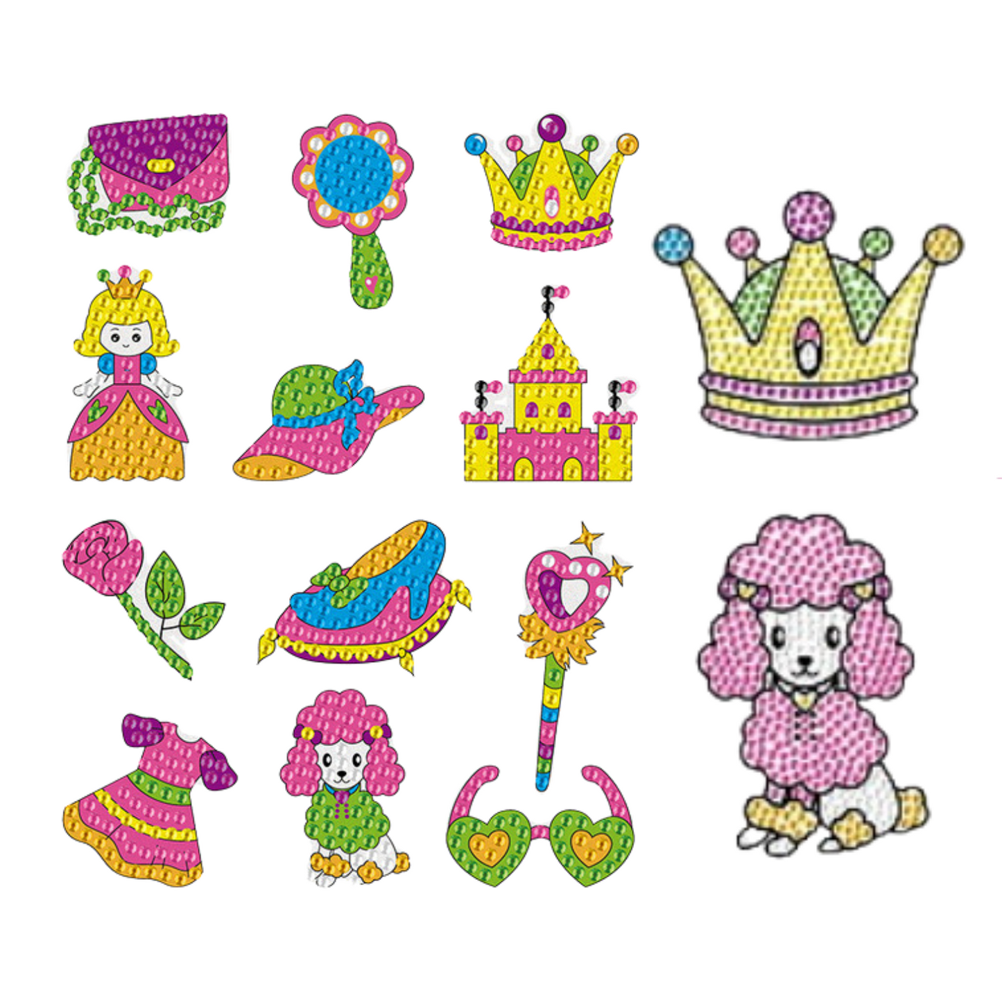 Kit Stickers pintura con diamantes - Perrita princesa