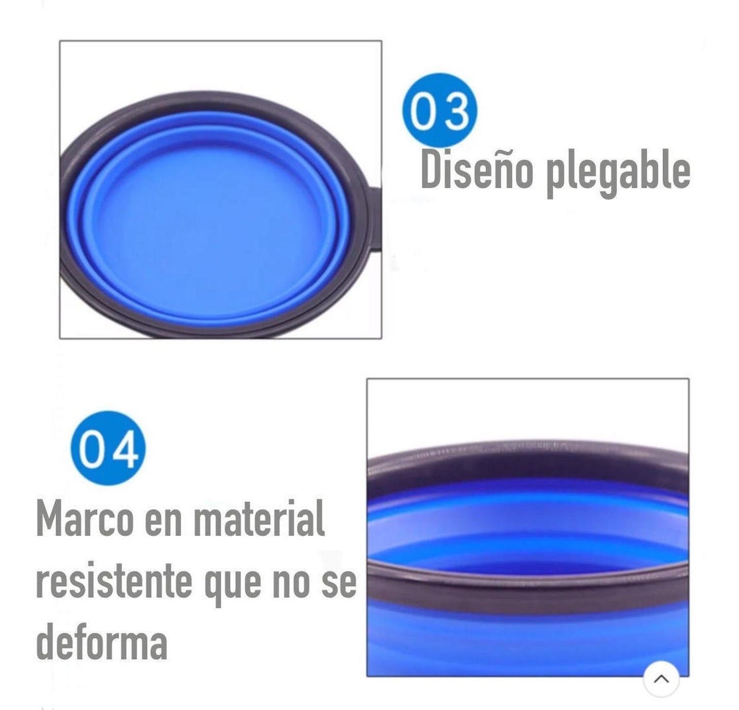 Plato Plegable Mascota-bebedero/comedero Perro Gato X 2 Uds