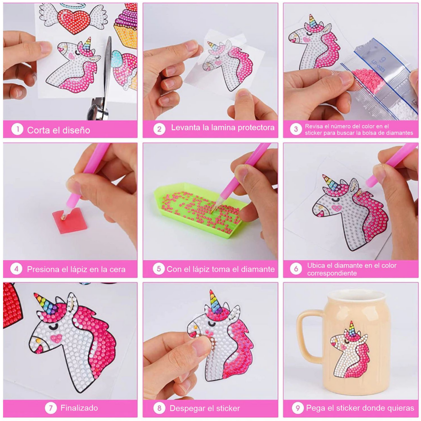 Kit Stickers pintura con diamantes - Elefante