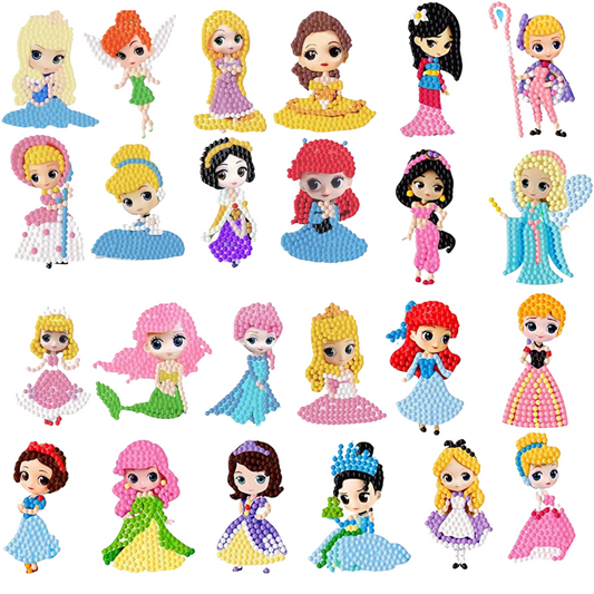 Kit Stickers pintura con diamantes -Princesas kit grande